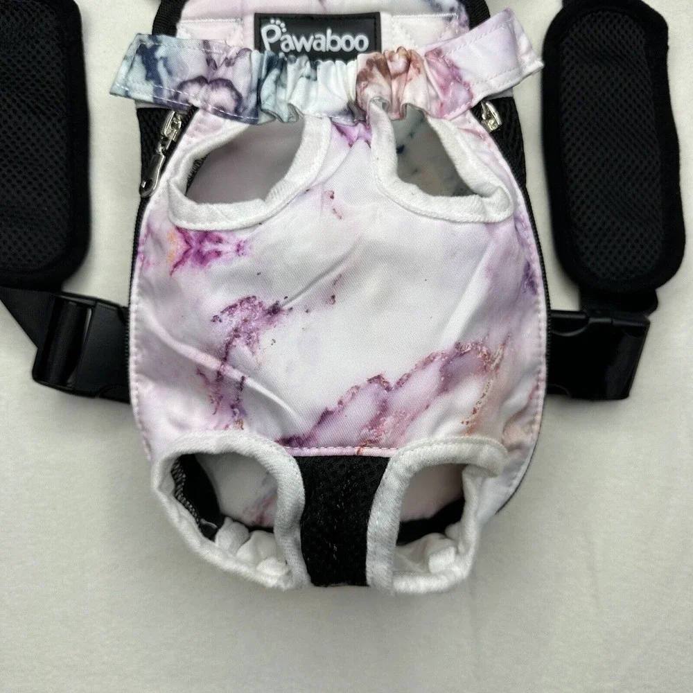 PAWABOO Pet Cat Dog Carrier Backpack Travel Hiking Adjustable Bag Purple Marble